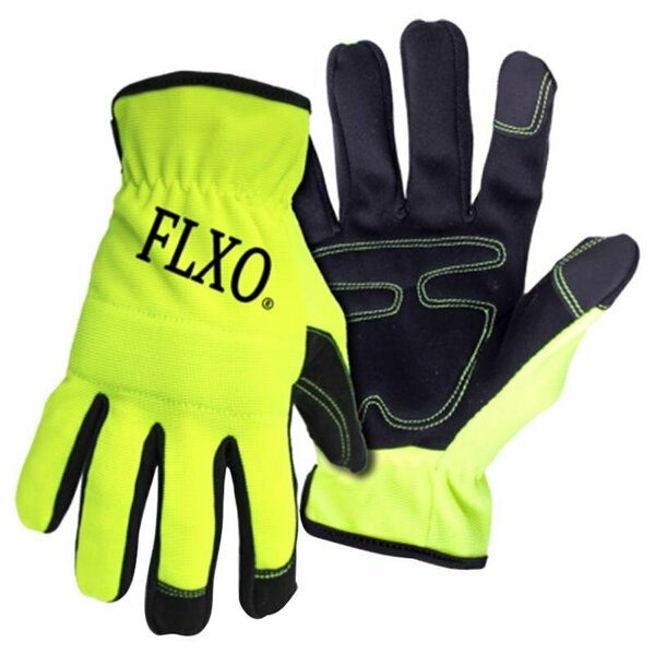 Boss FLXO Men's Outdoor Open Cuff Mechanic's Glove High-Vis Green L 1 pair B52121-L